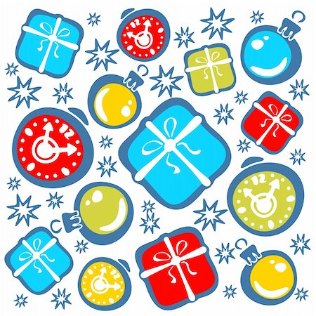 simsearch:400-05177023,k - Ornate christmas attributes: packing boxes, gifts, stars, balls. Stock Photo - Budget Royalty-Free & Subscription, Code: 400-04051351