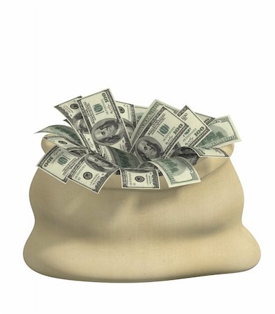 simsearch:400-04225911,k - 3d bag, filled dollars. Object over white Stock Photo - Budget Royalty-Free & Subscription, Code: 400-04051486