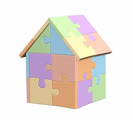 simsearch:400-04084846,k - 3d house made of parts of a puzzle Photographie de stock - Aubaine LD & Abonnement, Code: 400-04051489