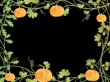 simsearch:400-08776231,k - Vector image of floral frame with halloween pumpkin. Stockbilder - Microstock & Abonnement, Bildnummer: 400-04051565