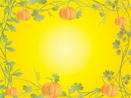 simsearch:400-08776231,k - Vector floral frame with pumpkin on yellow background. Stockbilder - Microstock & Abonnement, Bildnummer: 400-04051623