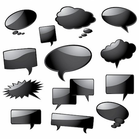 speech bubble with someone thinking - Glossy black speech bubbles.  More sets in my portfolio. Stock Photo - Budget Royalty-Free & Subscription, Code: 400-04051726