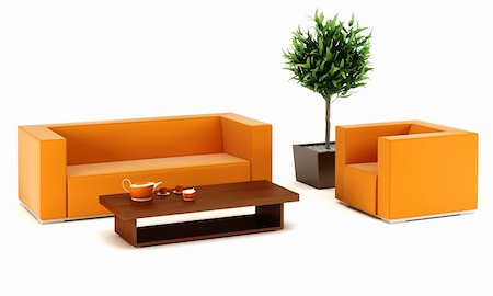 simsearch:400-03964208,k - 3d interior with modern couch and plant Stockbilder - Microstock & Abonnement, Bildnummer: 400-04051738