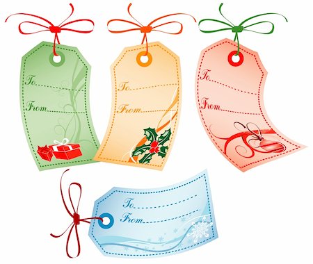 simsearch:400-05876335,k - Collect Christmas Gift Tags - Mistletoe, Snowflakes, element for design, vector illustrations Stock Photo - Budget Royalty-Free & Subscription, Code: 400-04051898