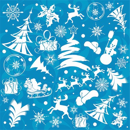 simsearch:400-07718917,k - Christmas background with Santa, snowman, snowflakes, element for design, vector illustration Stock Photo - Budget Royalty-Free & Subscription, Code: 400-04051899