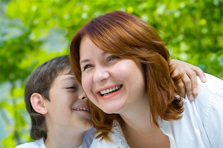 Portrait of a young boy with his mother in summer environment Stock Photo - Budget Royalty-Free & Subscription, Code: 400-04052065