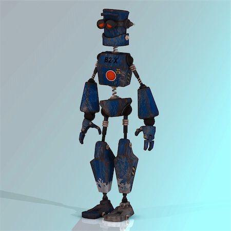 simsearch:400-05004157,k - Futuristic cartoon roboter making funny moves Image contains a Clipping Path Fotografie stock - Microstock e Abbonamento, Codice: 400-04052136