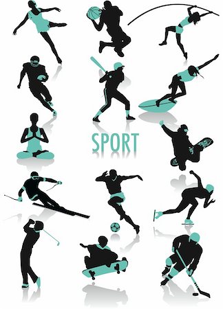 simsearch:400-05115587,k - Two-tone vector silhouettes of people doing sport, part of a new collection of subjects Foto de stock - Super Valor sin royalties y Suscripción, Código: 400-04052284