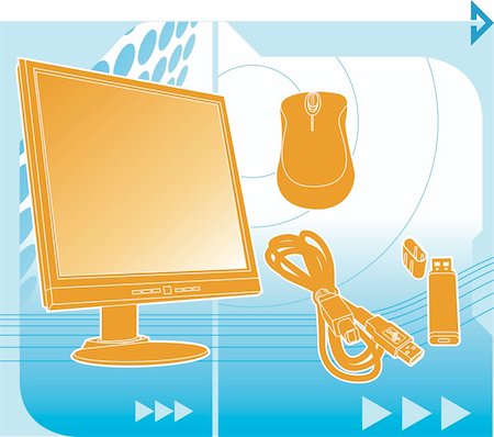 Vector illustration about computer technology with background Fotografie stock - Microstock e Abbonamento, Codice: 400-04052292