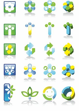 Vector environmental and ecological logos in different styles Fotografie stock - Microstock e Abbonamento, Codice: 400-04052293