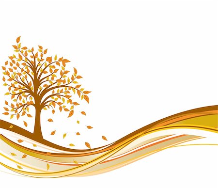 reaching for leaves - Tree autumn background, vector illustration Stock Photo - Budget Royalty-Free & Subscription, Code: 400-04052408