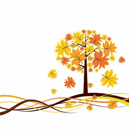 reaching for leaves - Tree autumn background, vector illustration Stock Photo - Budget Royalty-Free & Subscription, Code: 400-04052416