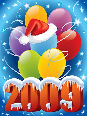 simsearch:400-07795877,k - New Year decoration with Santa Claus cap and balloons Stock Photo - Budget Royalty-Free & Subscription, Code: 400-04052649