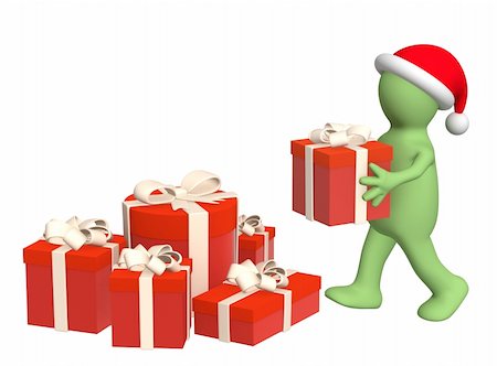 simsearch:400-07332398,k - Puppet, stacking christmas gifts Photographie de stock - Aubaine LD & Abonnement, Code: 400-04052678