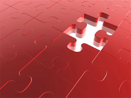 simsearch:400-07258941,k - 3D render of a Red Jigsaw Puzzle with missing piece. Stock Photo - Budget Royalty-Free & Subscription, Code: 400-04052717