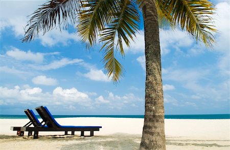simsearch:400-06947087,k - Concept photo of tropical beach with chair Stock Photo - Budget Royalty-Free & Subscription, Code: 400-04052894