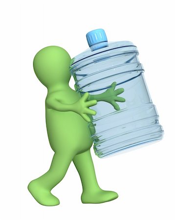 simsearch:400-06553976,k - 3d puppet, carrying a bottle with clean water Foto de stock - Royalty-Free Super Valor e Assinatura, Número: 400-04053107