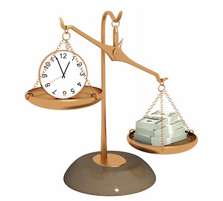 debt scales - Concept - time is money. Objects over white Stock Photo - Budget Royalty-Free & Subscription, Code: 400-04053116