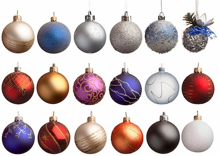 simsearch:400-05177023,k - Set of 18 chrismas balls, isolated Stock Photo - Budget Royalty-Free & Subscription, Code: 400-04053195