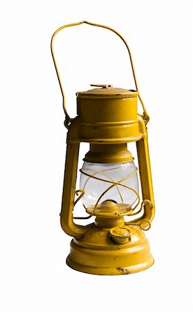 Yellow Kerosene lamp or paraffin lamp isolated on white. Clipping path included Fotografie stock - Microstock e Abbonamento, Codice: 400-04053290