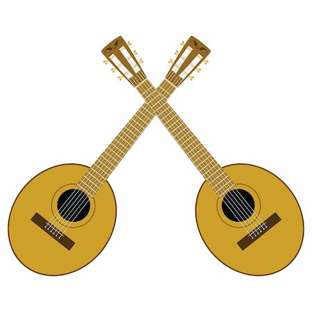 Illustration of two crossed brown banjos Stock Photo - Budget Royalty-Free & Subscription, Code: 400-04053339