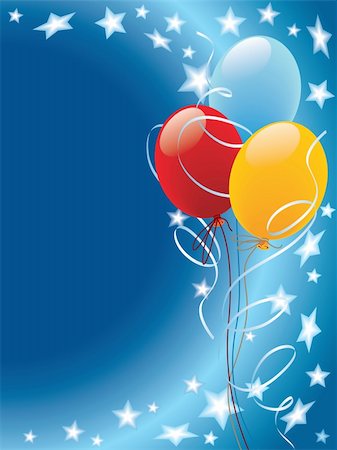 simsearch:400-07795877,k - Balloons decoration with stars and wind on a blue background Stock Photo - Budget Royalty-Free & Subscription, Code: 400-04053577