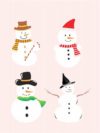 vector icon set of a snowman Stock Photo - Budget Royalty-Free & Subscription, Code: 400-04053651