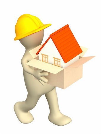 simsearch:400-04285690,k - Builder bearing a box with house in hands Stock Photo - Budget Royalty-Free & Subscription, Code: 400-04053702