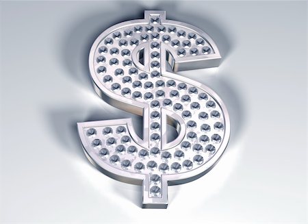 Illustration of a diamond studded dollar symbol Stock Photo - Budget Royalty-Free & Subscription, Code: 400-04053717