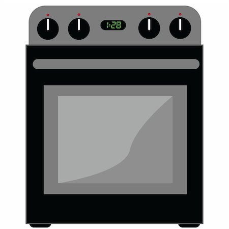 Illustration of a modern black and silver oven/stove Stock Photo - Budget Royalty-Free & Subscription, Code: 400-04053774