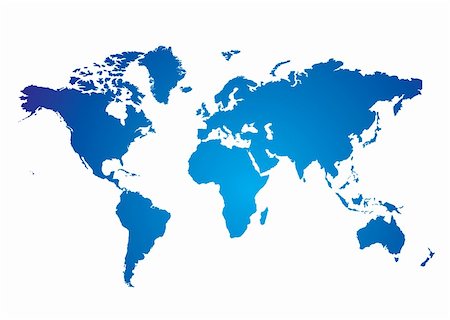 Blue and white Illustrated world map with white background Stock Photo - Budget Royalty-Free & Subscription, Code: 400-04053812