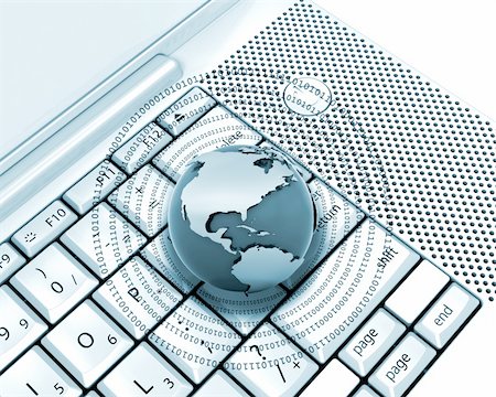 Globe with binary code on computer keyboard Stock Photo - Budget Royalty-Free & Subscription, Code: 400-04053892