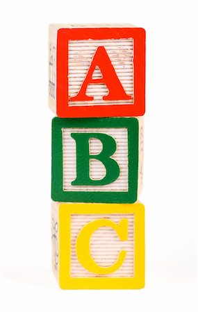 simsearch:400-04660584,k - Alphabet blocks lined up to spell abc - isolated on white Foto de stock - Royalty-Free Super Valor e Assinatura, Número: 400-04064007