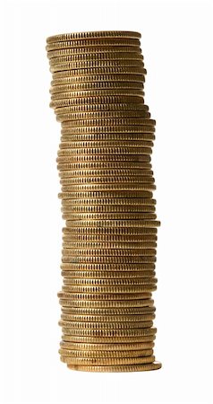 piles of cash pounds - Large stack of golden coins isolated on white with clipping path Photographie de stock - Aubaine LD & Abonnement, Code: 400-04064165