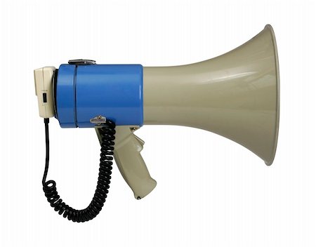 police riots - Retro electronic megaphone isolated on white with clipping path - clipping path is carefully hand-drawn Stock Photo - Budget Royalty-Free & Subscription, Code: 400-04064218