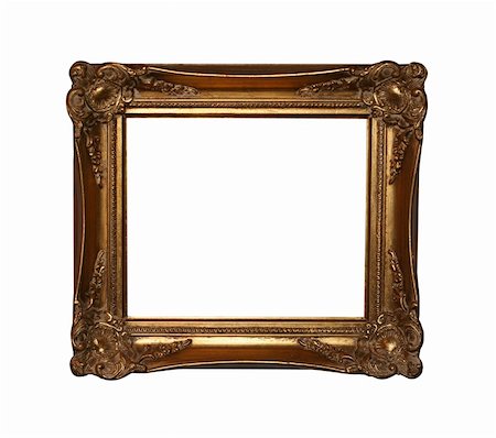 Large vintage golden frame isolated on white with clipping path for easy masking. Stock Photo - Budget Royalty-Free & Subscription, Code: 400-04064233