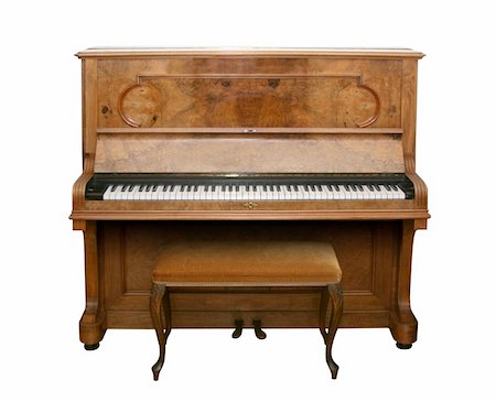 simsearch:400-08163199,k - Old fashioned piano isolated on white with clipping path Stock Photo - Budget Royalty-Free & Subscription, Code: 400-04064262