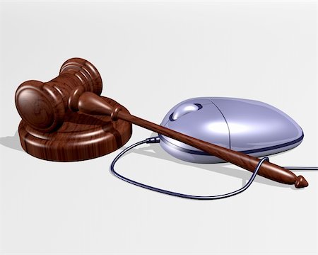 An illustration of a gavel resting near a computer mouse representing Internet auctions. Stock Photo - Budget Royalty-Free & Subscription, Code: 400-04064438