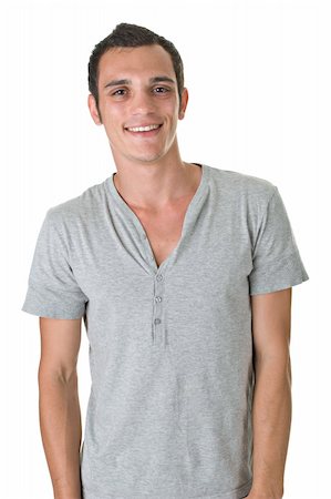simsearch:400-04643781,k - Casual portrait of a young man smiling, over white background. Stock Photo - Budget Royalty-Free & Subscription, Code: 400-04064605
