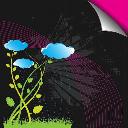 simsearch:400-05287751,k - Vector - Abstract grunge with rain clouds and green vines. Fotografie stock - Microstock e Abbonamento, Codice: 400-04064694
