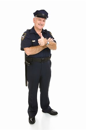 Policeman giving the thumbs up sign.  Full body isolated on white. Photographie de stock - Aubaine LD & Abonnement, Code: 400-04064713