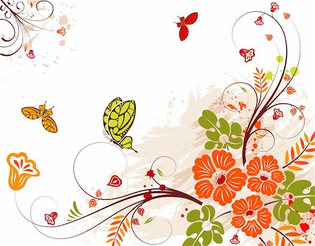 simsearch:400-04350075,k - Grunge flower background with butterfly, element for design, vector illustration Fotografie stock - Microstock e Abbonamento, Codice: 400-04064787