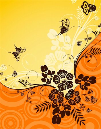 simsearch:400-05287751,k - Flower background with butterfly, element for design, vector illustration Foto de stock - Super Valor sin royalties y Suscripción, Código: 400-04064792