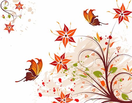 simsearch:400-04350075,k - Grunge flower background with butterfly, element for design, vector illustration Fotografie stock - Microstock e Abbonamento, Codice: 400-04064800