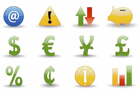 pound coin symbols - Glossy series part 2:  collection of 12 colorful financial icons. Stock Photo - Budget Royalty-Free & Subscription, Code: 400-04064814