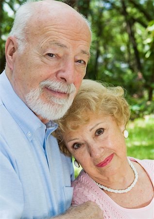 elderly couple concern - Portrait of a loving, devoted senior couple outdoors. Stock Photo - Budget Royalty-Free & Subscription, Code: 400-04065014