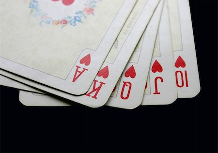 simsearch:400-04382425,k - close-up of Royal Flush against deep black background Stock Photo - Budget Royalty-Free & Subscription, Code: 400-04065080
