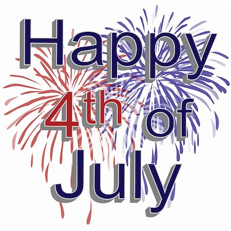 red colour background with white fireworks - Graphic illustration of red, white, and blue fireworks with 3d text happy 4th of july on a white background. Stock Photo - Budget Royalty-Free & Subscription, Code: 400-04065530