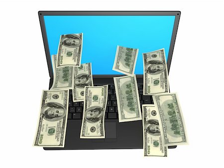 simsearch:400-05336172,k - 3d rendered illustration of a laptop and dollar notes Photographie de stock - Aubaine LD & Abonnement, Code: 400-04065654
