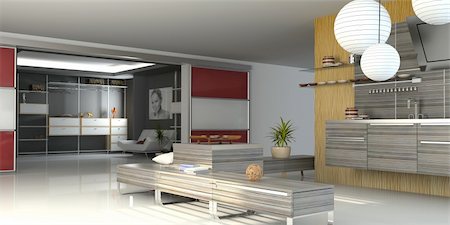 the modern apartment ( 3D) Stock Photo - Budget Royalty-Free & Subscription, Code: 400-04065694